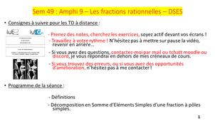 Vidéo 22 : Amphi 9 DSES de fractions à pôles simples