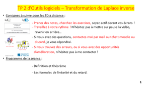 TP2 OL Laplace : Transformation inverse de Laplace