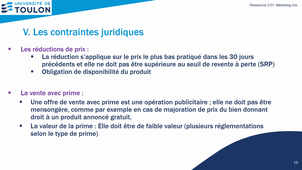 Marketing S3 – Chapitre 4.5 et 6. Contraintes juridiques et évaluation