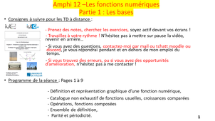 Vidéo 31 : Amphi 12 - Partie 1 - Fonctions numériques les bases.