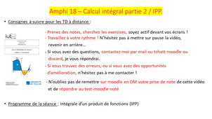 Vidéo 42 : Amphi 19 - Calcul intégral - partie 2 IPP