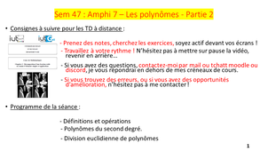 Vidéo 17 : Amphi 7 sur les polynômes Partie 2