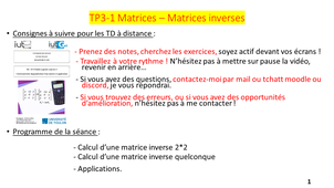TP3-1 : Inverse d'une matrice et applications