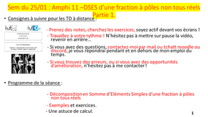 Vidéo 29 : Amphi 11 - Partie 1 - DSES de fractions à pôles non tous réels