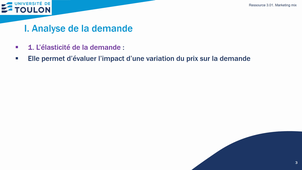 Marketing S3 - Chapitre 3-1. Analyse de la demande (élasticité)